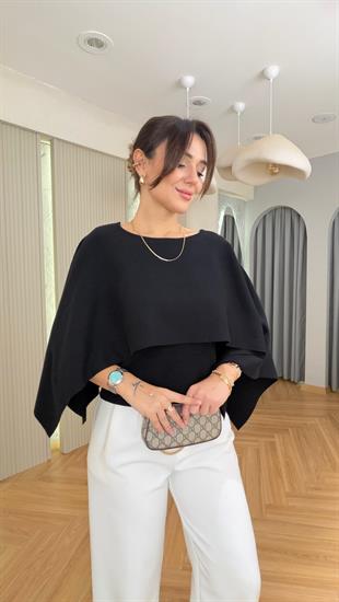 Siyah Zra Model Pelerin Triko Kazak