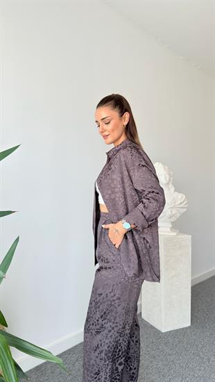 Kahve Mani Benekli Gömlek