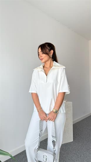 Beyaz Tarija Şerit Detaylı Modal Takım