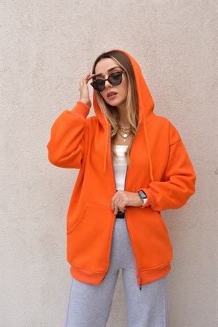 Şardonlu Turuncu Basic Sweat