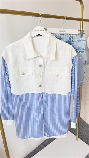 Diyo Garnili Çizgili Gömlek Ceket