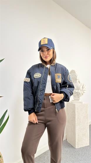 Pinka Etiket Detaylı Lacivert Bomber Ceket