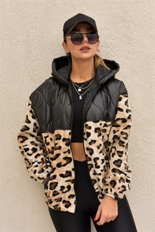 Leopar Desenli İnce Mont