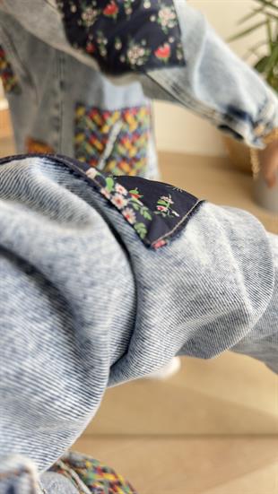 Patchwork Tasarım Kot Ceket