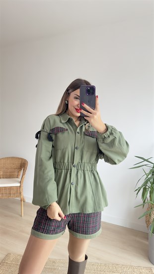 Sırt Detaylı Haki Tasarım Ceket