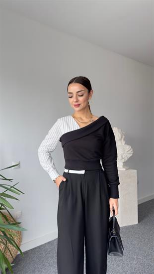 Gömlek Garni Ön Arka V Sweatshirt