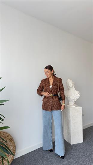 Effe Leopar Desenli Süet  Blazer 