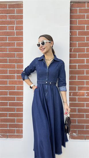 Premium Kemerli Jean Elbise