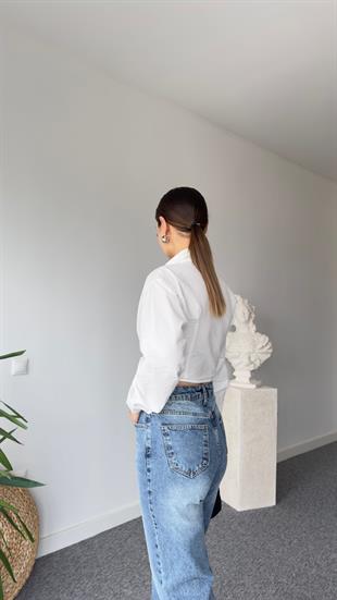 Korse Efektli Orj Model Beyaz Gömlek