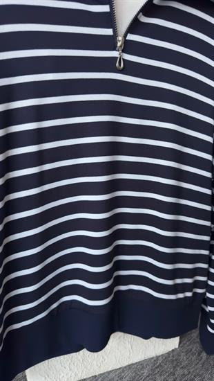 Çizgili Fermuar Detay Laci Sweatshirt