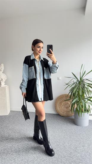 Shazel Kot Detaylı Siyah Hırka