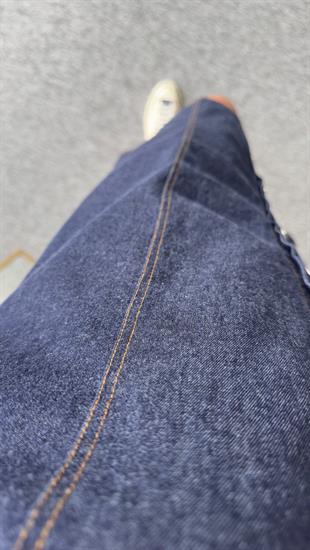Qua Boydan Düğmeli Laci Jean Elbise 
