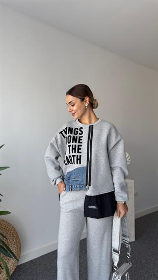 Altı Kotlu Paraşüt Garnili Tasarım Sweat