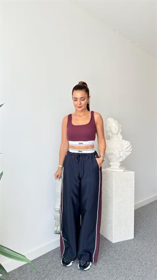 Branci Bordo Şeritli Paraşüt Pantolon