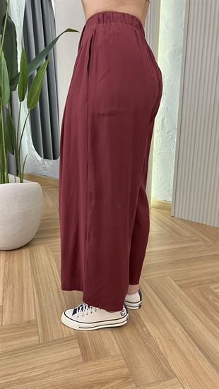 Bordo Astra Etek Görünümlü Tensel Pantolon