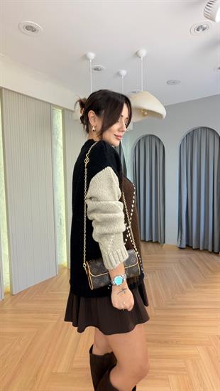 Siyah Marno Zra Model Baklava Desen Kazak