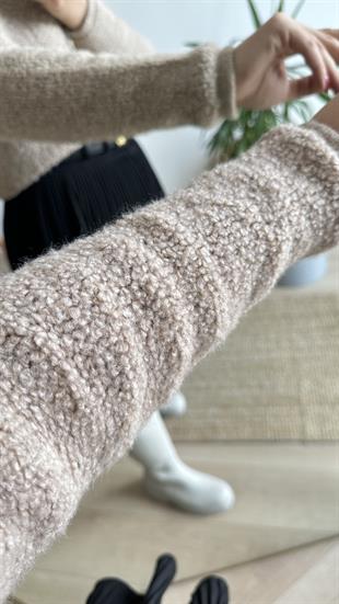 Gold Düğme Camel Teddy Hırka