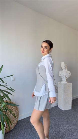 Lepi Gri Büstiyerli Gömlek