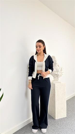 Lacivert Stiva Kapüşonlu Sweat Takım