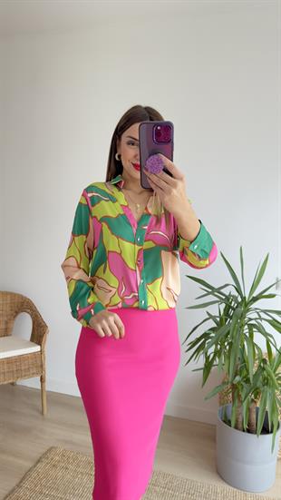 Mery Zra Model Pembe Desen Gömlek