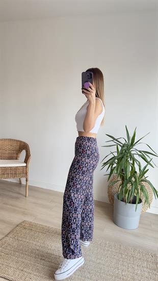 Etnik Desen Beli Lastikli Pantolon