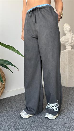 Lores Paça Yazı Detaylı Pantolon