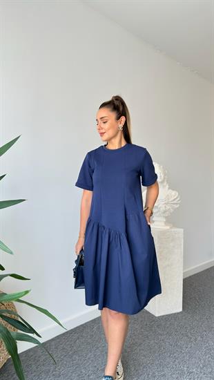 Lacivert Ronse Marka Model Garnili Elbise 
