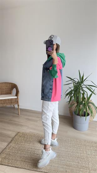 Harf Baskılı Pembe Tasarım Ceket