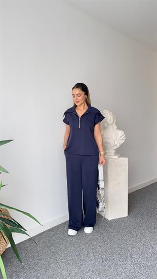 Lacivert Clemer Yarım Fermuar Modal Takım 