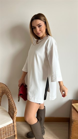 Yırtmaçlı Beyaz Basic