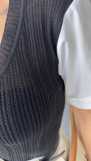 Kollar Poplin Detay Siyah Orj Model Bluz