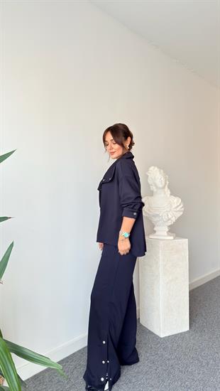 Lacivert Koe Çıtçıtlı Modal Takım