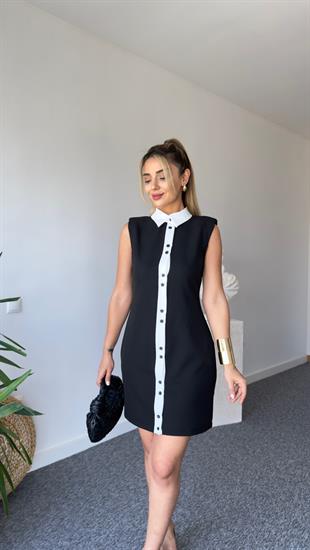 Zra Model Şerit Detaylı Siyah Elbise 