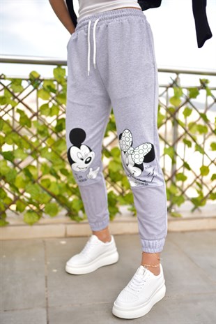 Minnie Mickey Baskılı Gri Eşofman	