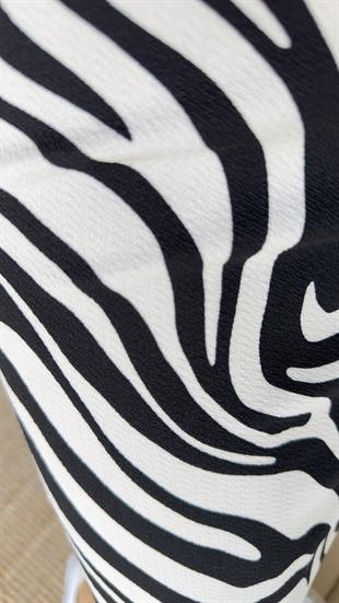 Flori Zebra Desen Yırtmaçlı Elbise