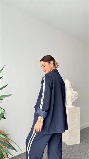 Oppa Kollar Şerit Detaylı Blazer Ceket