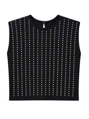 Siyah Kuşgözü Baskılı Vatkalı Tshirt