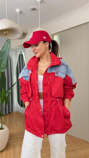 Denim Mix Kırmızı Premium Ceket 