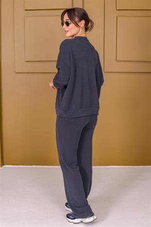 Siyah Rovo Fular Detaylı Modal Takım