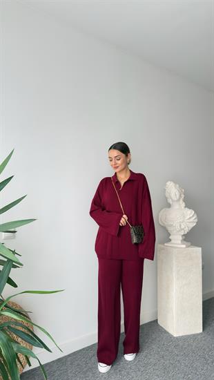 Bordo Quin Polo Yaka Triko Takım