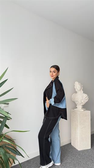 Denim Gabardin Garnili Ceket Pantolon Takım