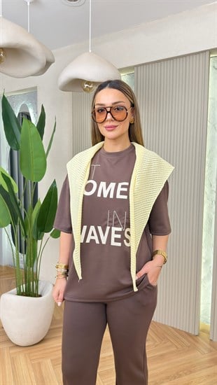 Kahve Mendila Tws Model Şal Detaylı Takım