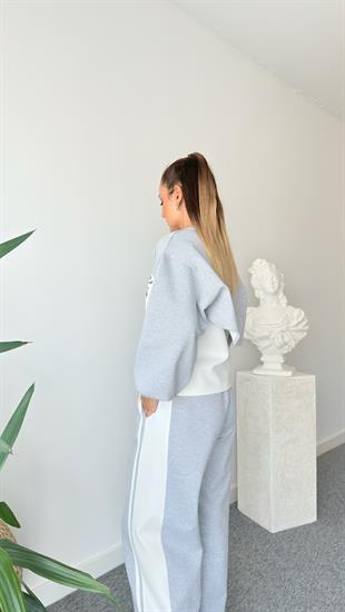 Lemit Yazı Detaylı Parçalı Sweatshirt