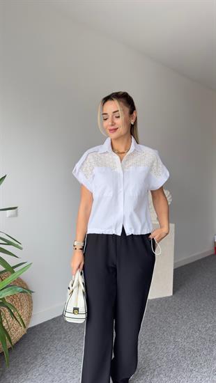 Nuse Fisto Detaylı Beyaz Gömlek