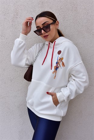 Lola Bunny Baskılı Beyaz Sweatshirt