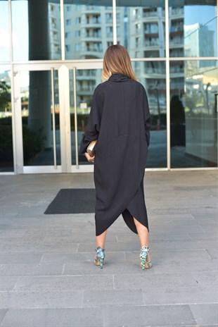 Cepli Oversize Siyah Tunik