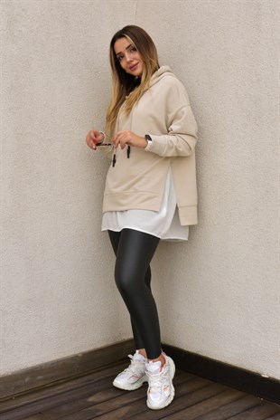 Parça Detaylı Kapüşonlu Sweat