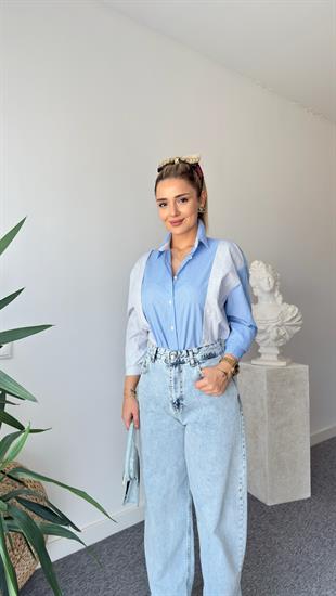 Colour Block Düğme Detaylı Gömlek