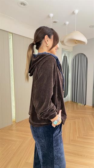 Slevi Kahve Lacivert Mix Premium Kadife Takım