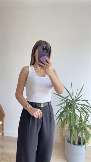 İlya U Yaka Beyaz Crop